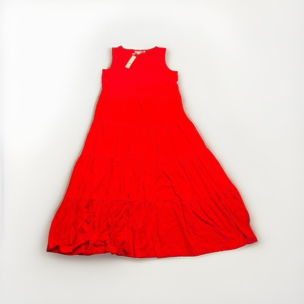 Chicos Ladies NWT $129 Maxi Sleeveless Tiered Flame Scarlet Maxi Dress Sz 1 M